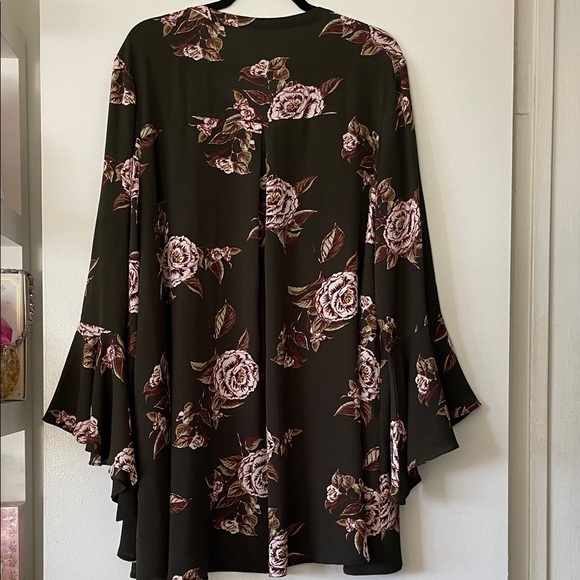 JODIFL|Dark Olive Green/Pink Floral dress|Large|EUC - Picture 10 of 10